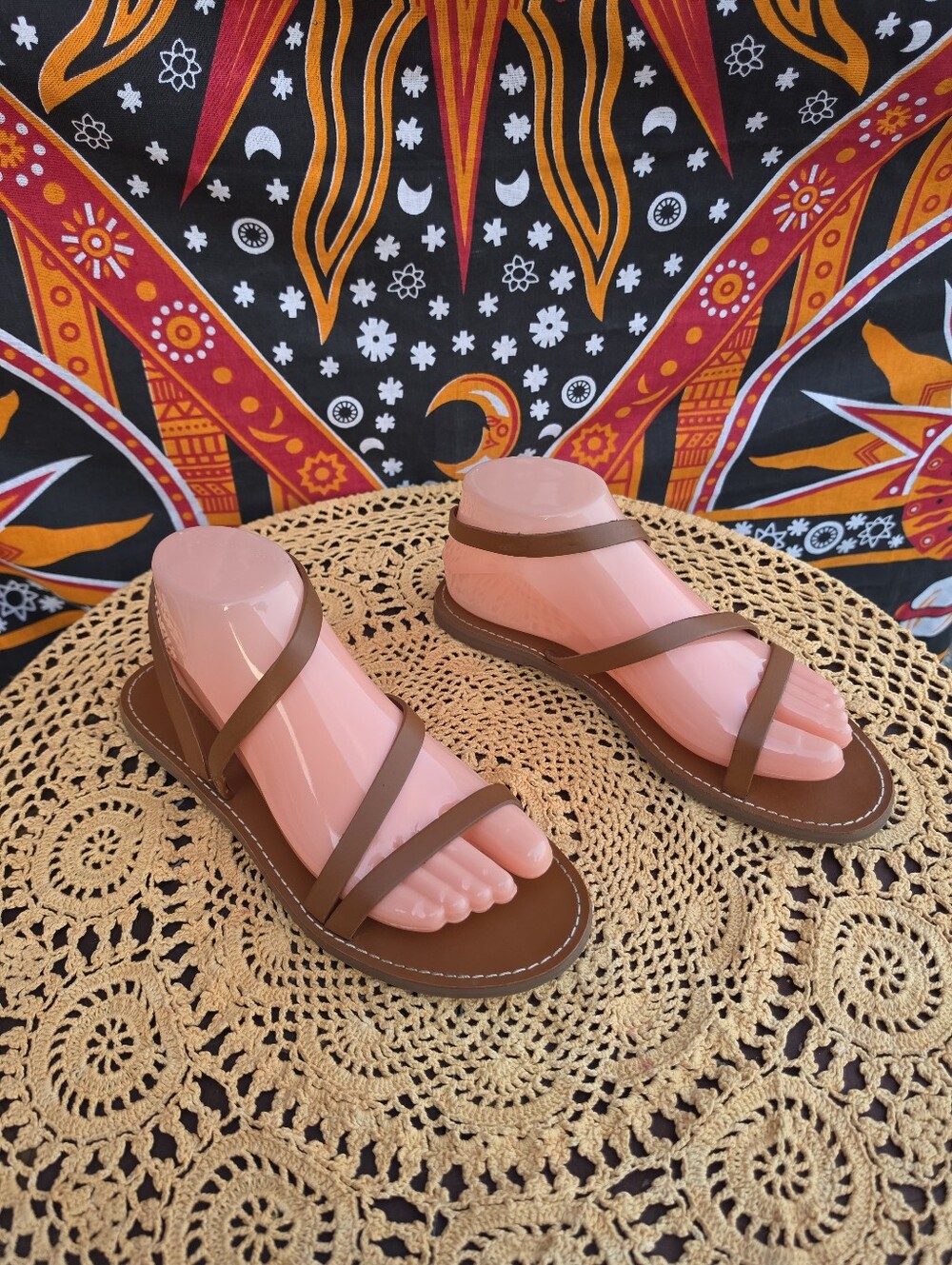 Madewell Brown Leather Strappy Flat Sandals Women's Size 7.5 Minimalist Summer